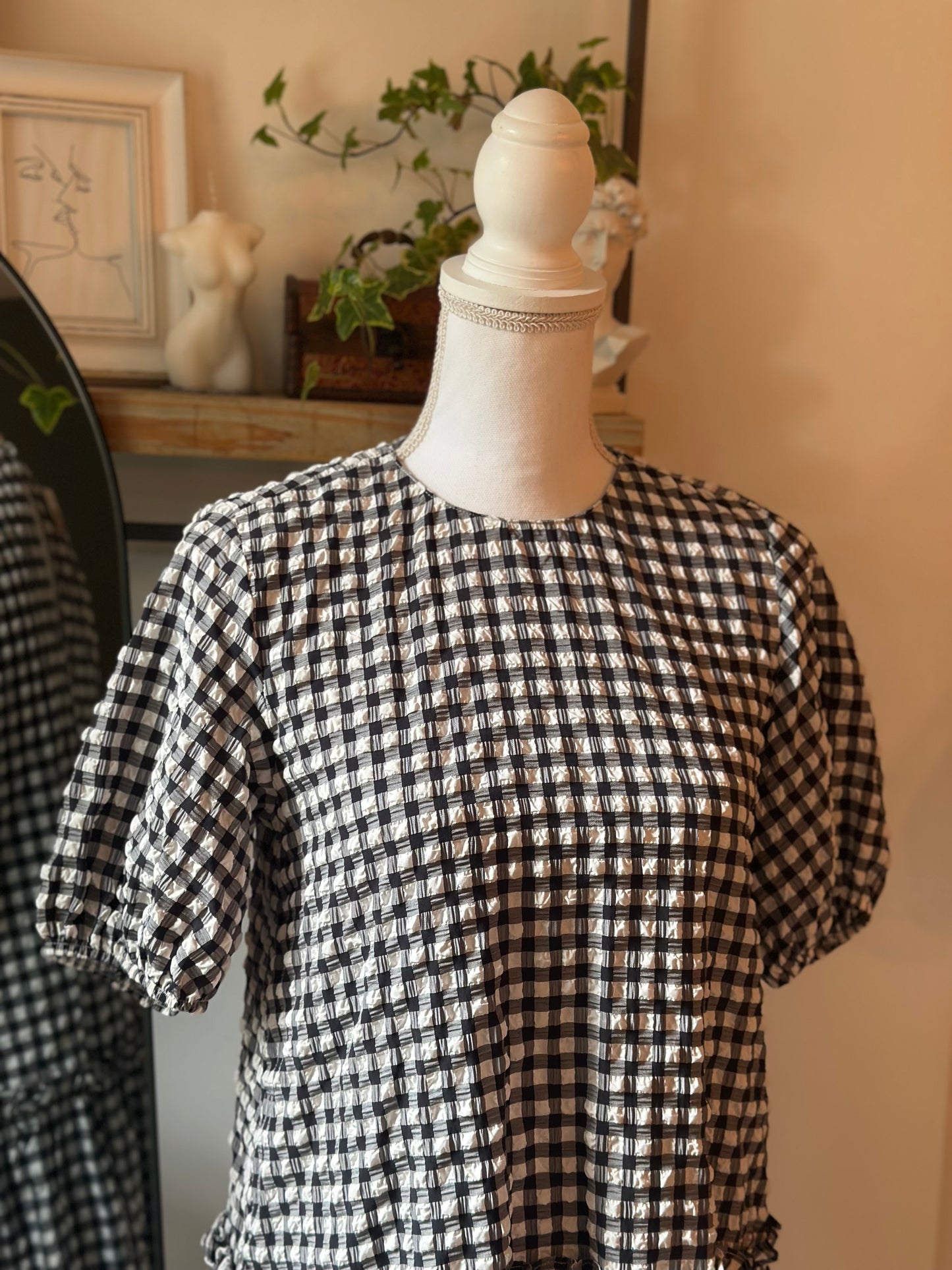 Robe à carreaux noire et blanche T.34/36 oversize