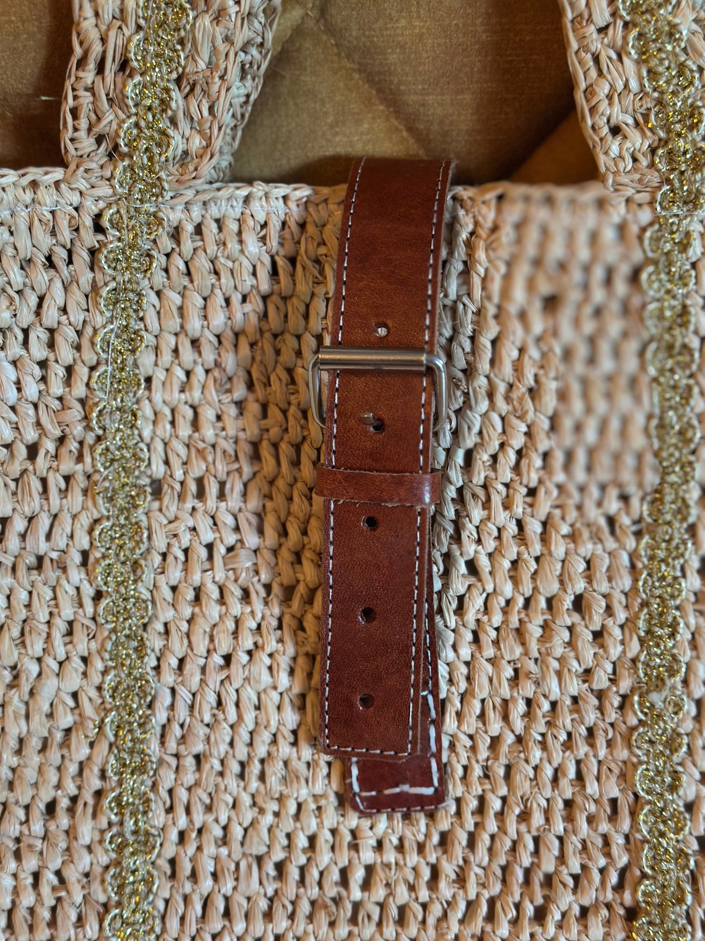 Sac en raphia fait main Madagascar – cuir