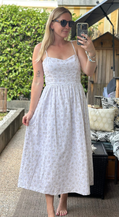 Robe longue en lin et coton fleurie T.36
