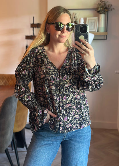 Blouse imprimé cachemire T.38