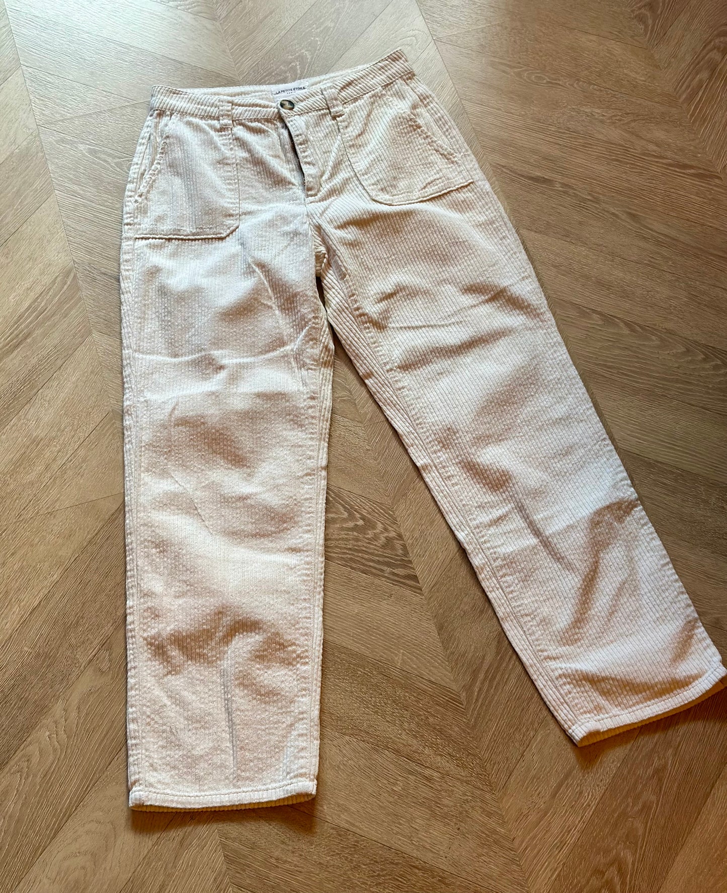 Pantalon velours côtelé écru T.38