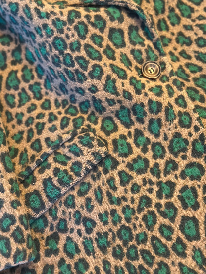 Manteau imprimé léopard lainé vert T.U