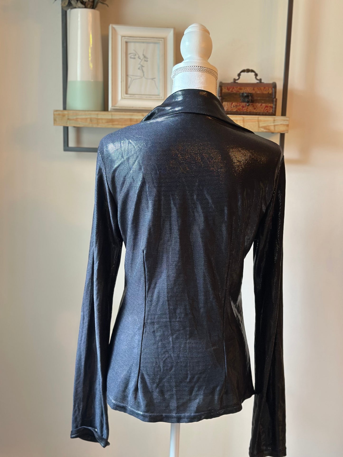 Chemise noir effet métallisé vintage T.U