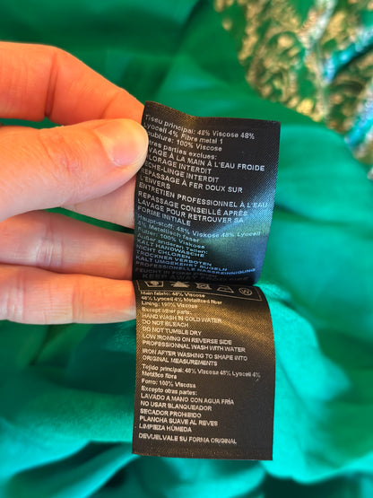 Robe fluide cachemire vert lurex modèle Clem T.34