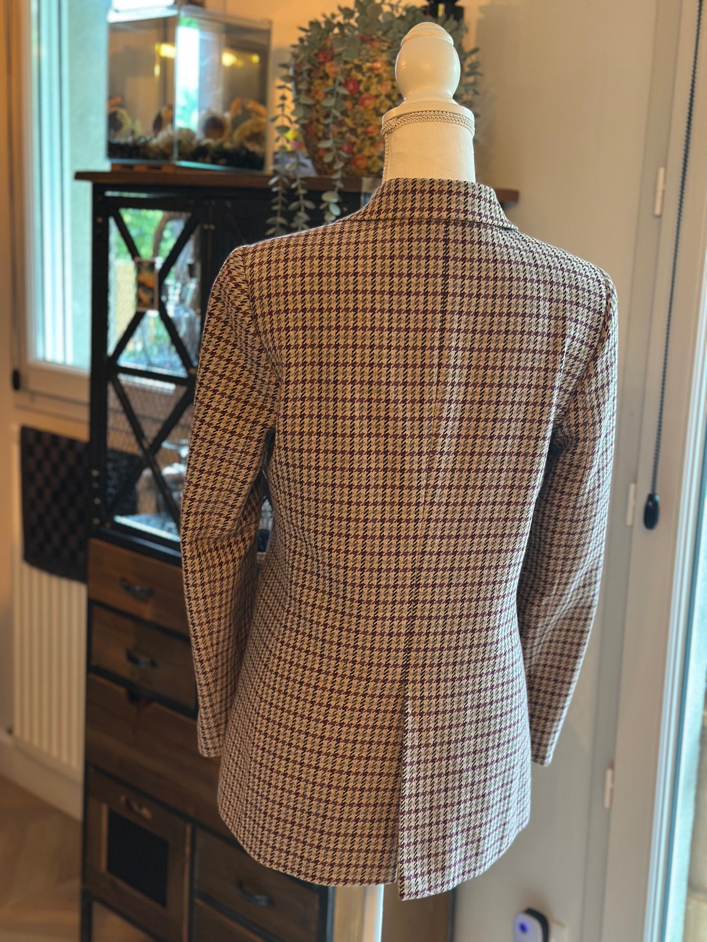 Veste blazer à carreaux pied-de-poule T.38