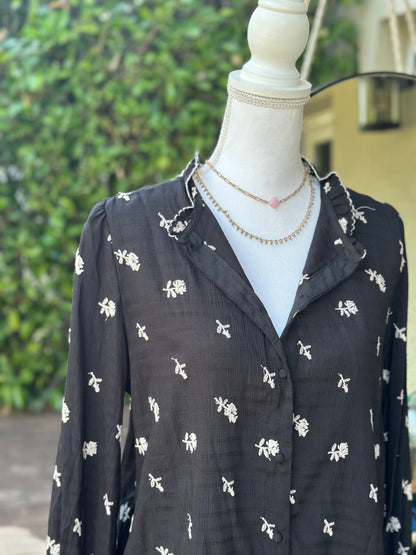 Chemise noire brodée Neuve avec étiquette T.38