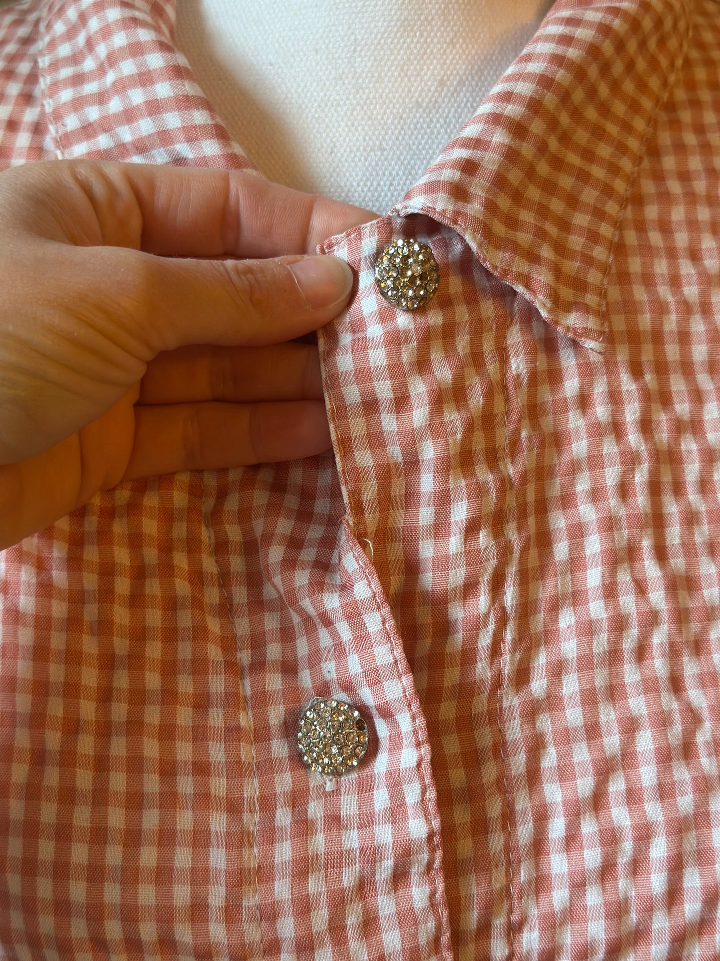 Chemise vichy rose coton fluide oversize T.34/36/38
