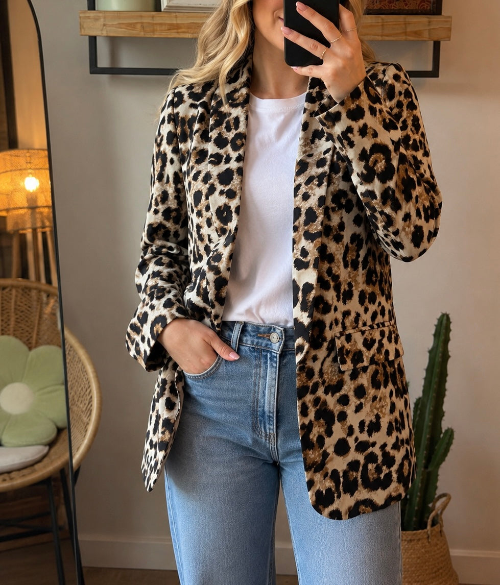 Veste blazer imprimé léopard T.34