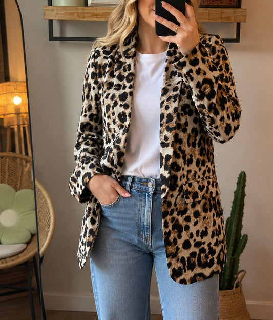 Veste blazer imprimé léopard T.34