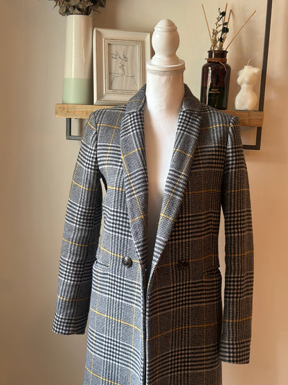 Manteau long carreaux laine modèle Gisèle T.34