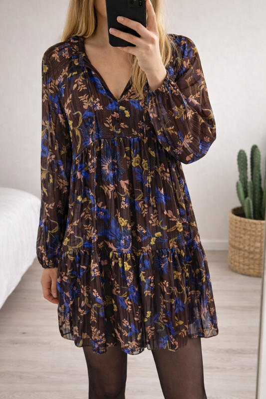 Robe fluide imprimé fleuri lurex T.36