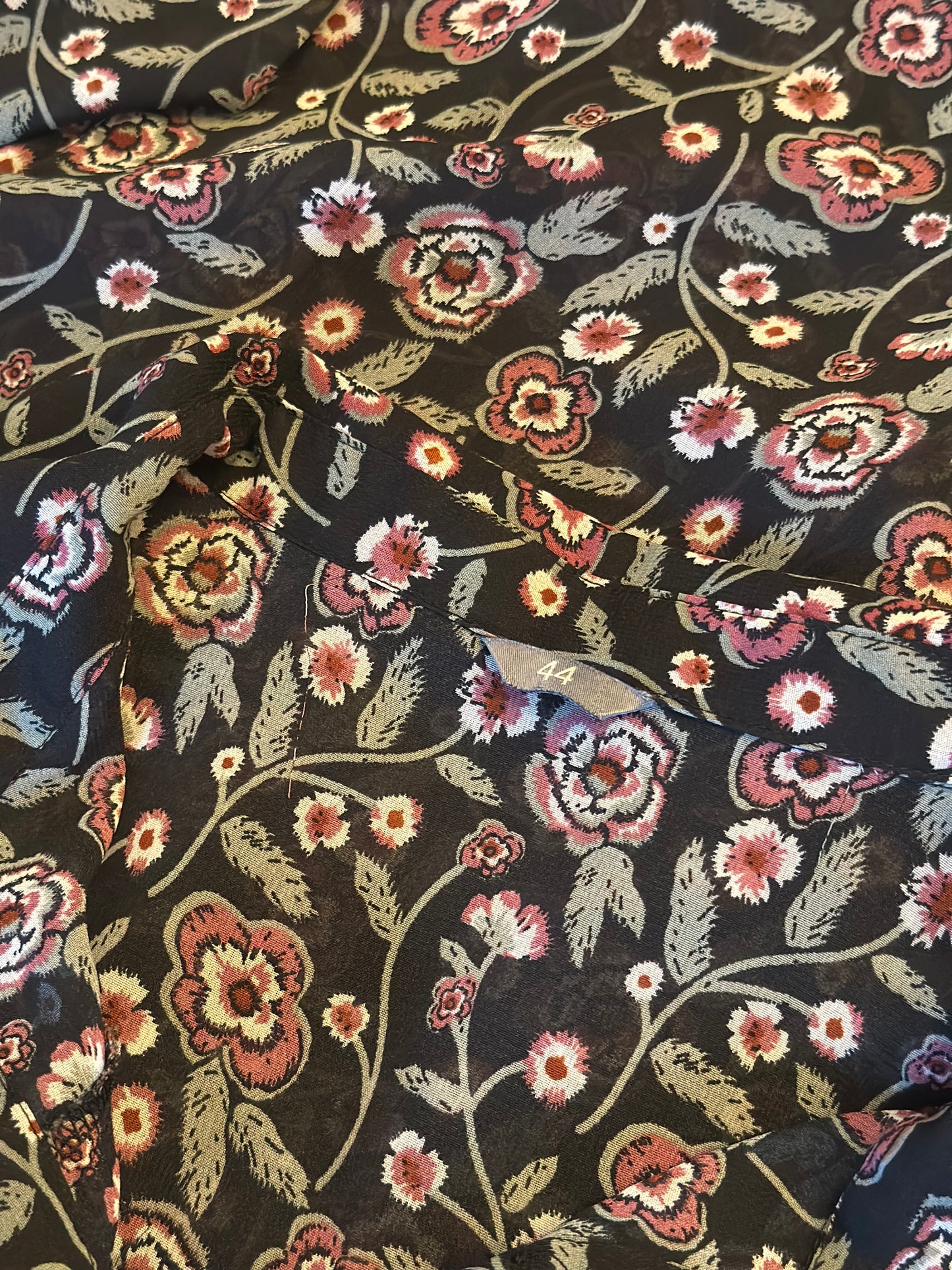 Blouse fluide imprimé floral noir T.44