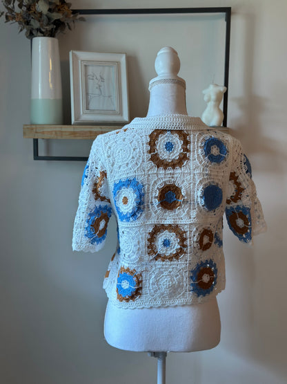 Cardigan manches courtes au crochet T.36