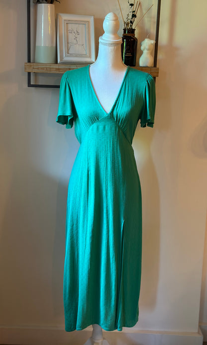 Robe midi Jet verte jacquard T.36