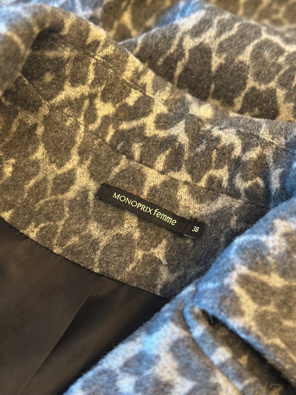 Manteau imprimé léopard laine mélangée T.38