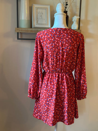 Robe fluide fleurie rouge T.34