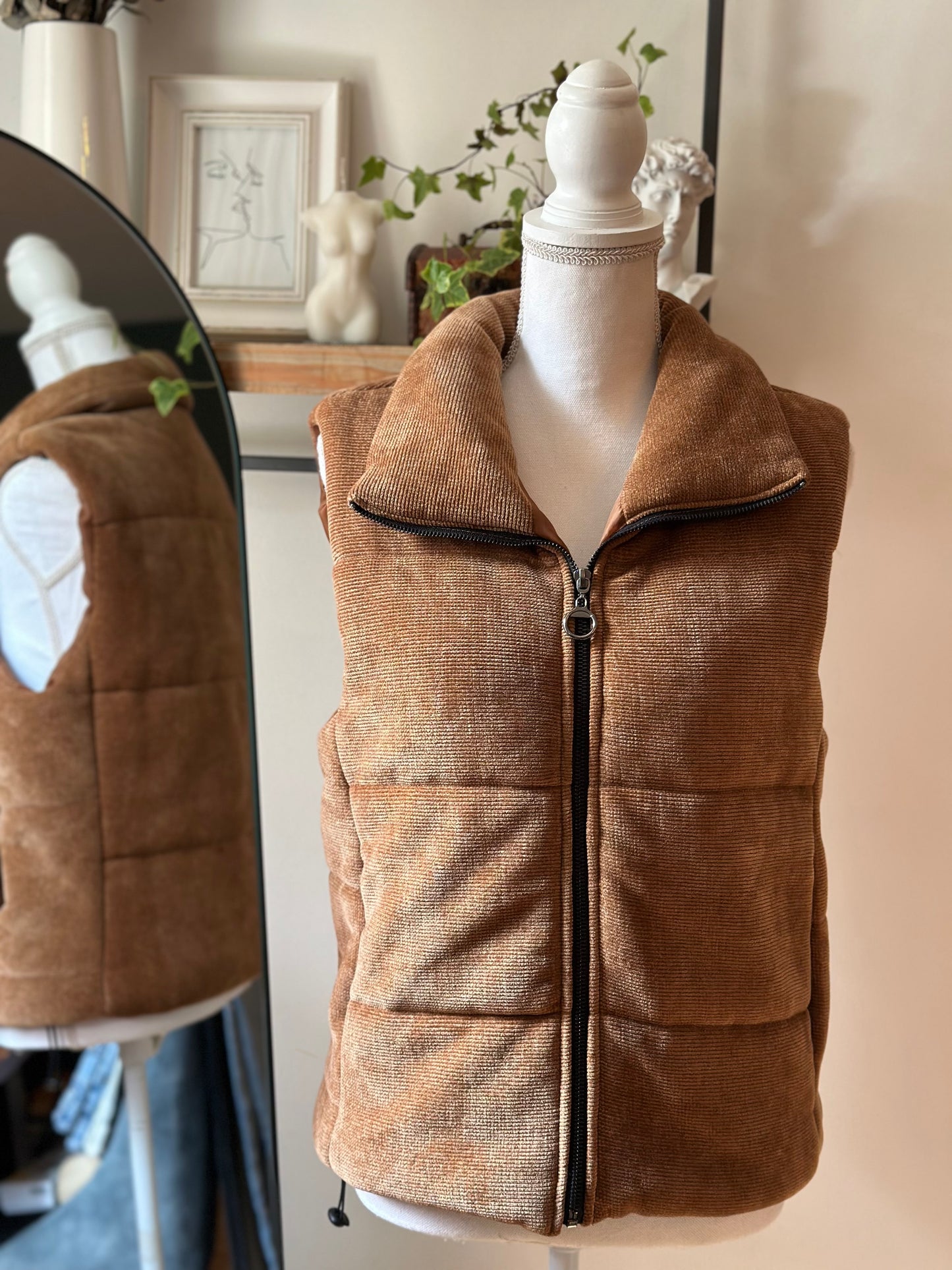 Veste en velours matelassée marron clair T.36/38