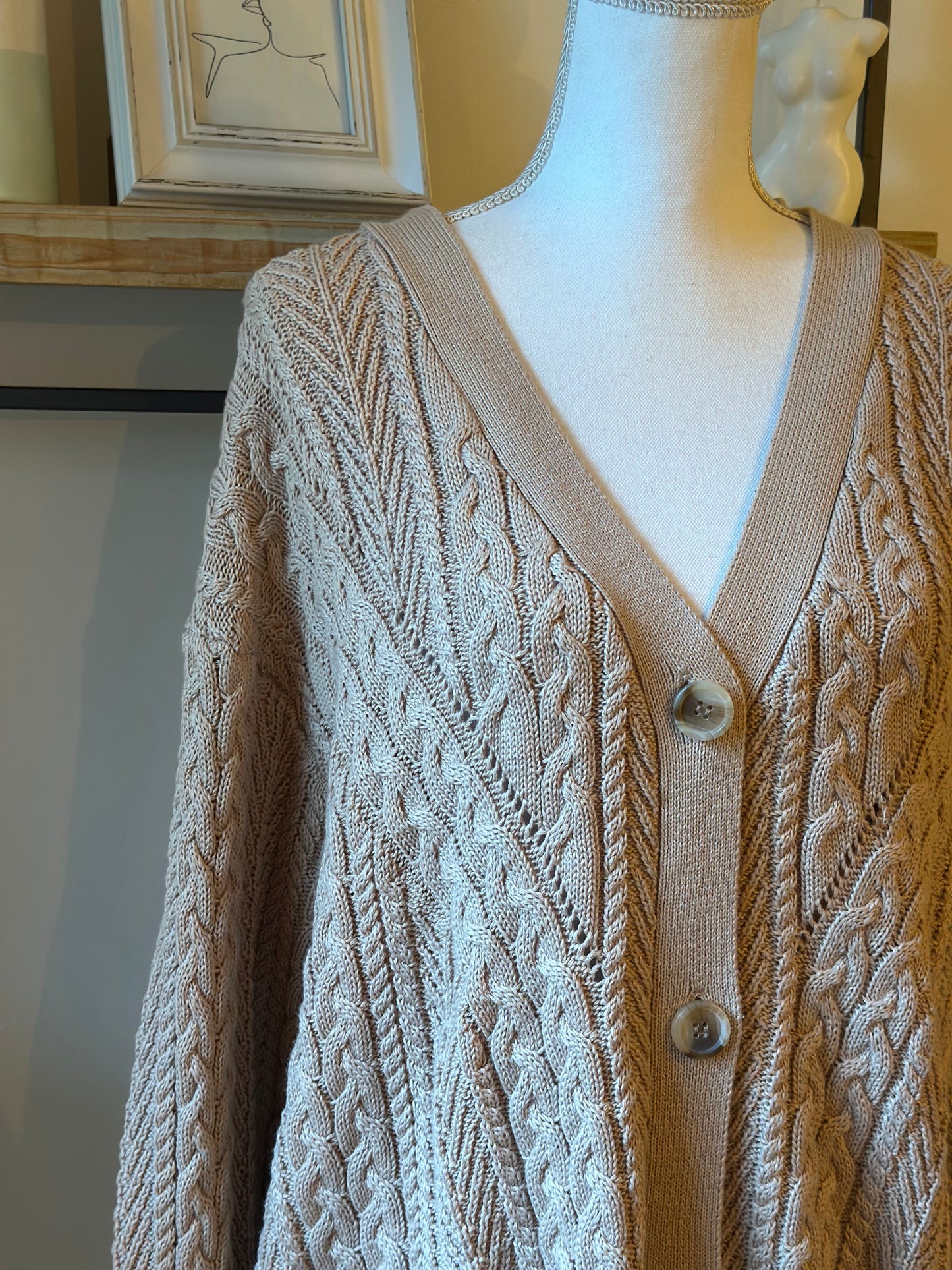 Cardigan/Gilet maille torsadée beige T.40