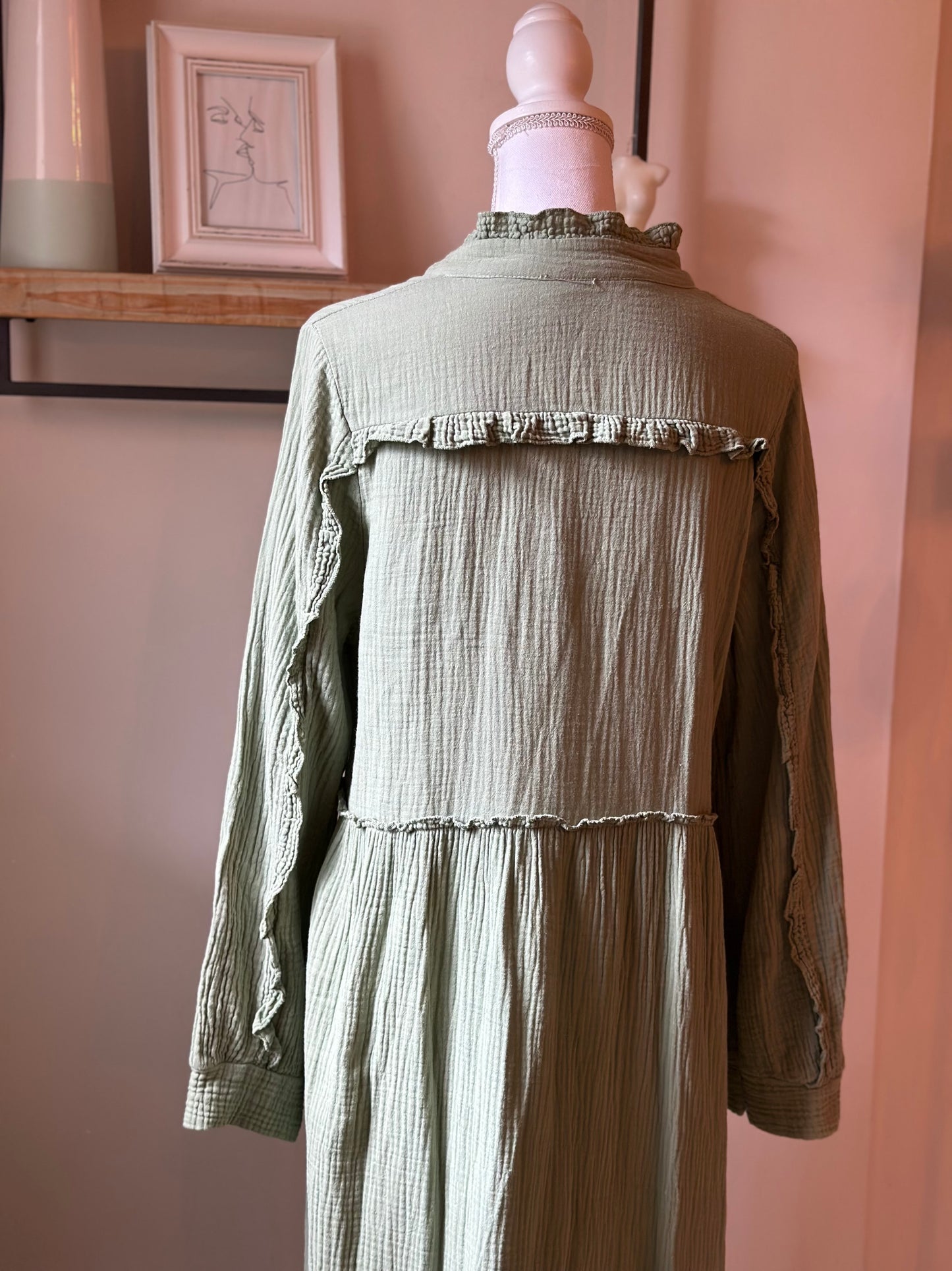 Robe gaze de coton vert clair T.U (36 au 44)