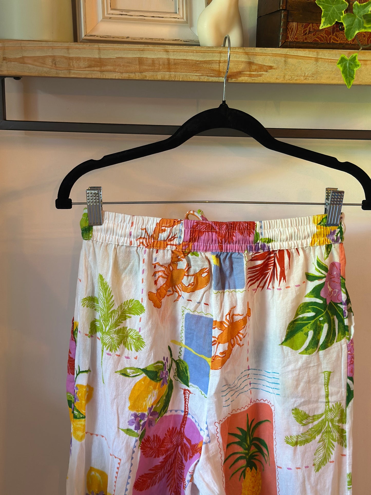 Pantalon large imprimé tropical, Neuf T.34/36