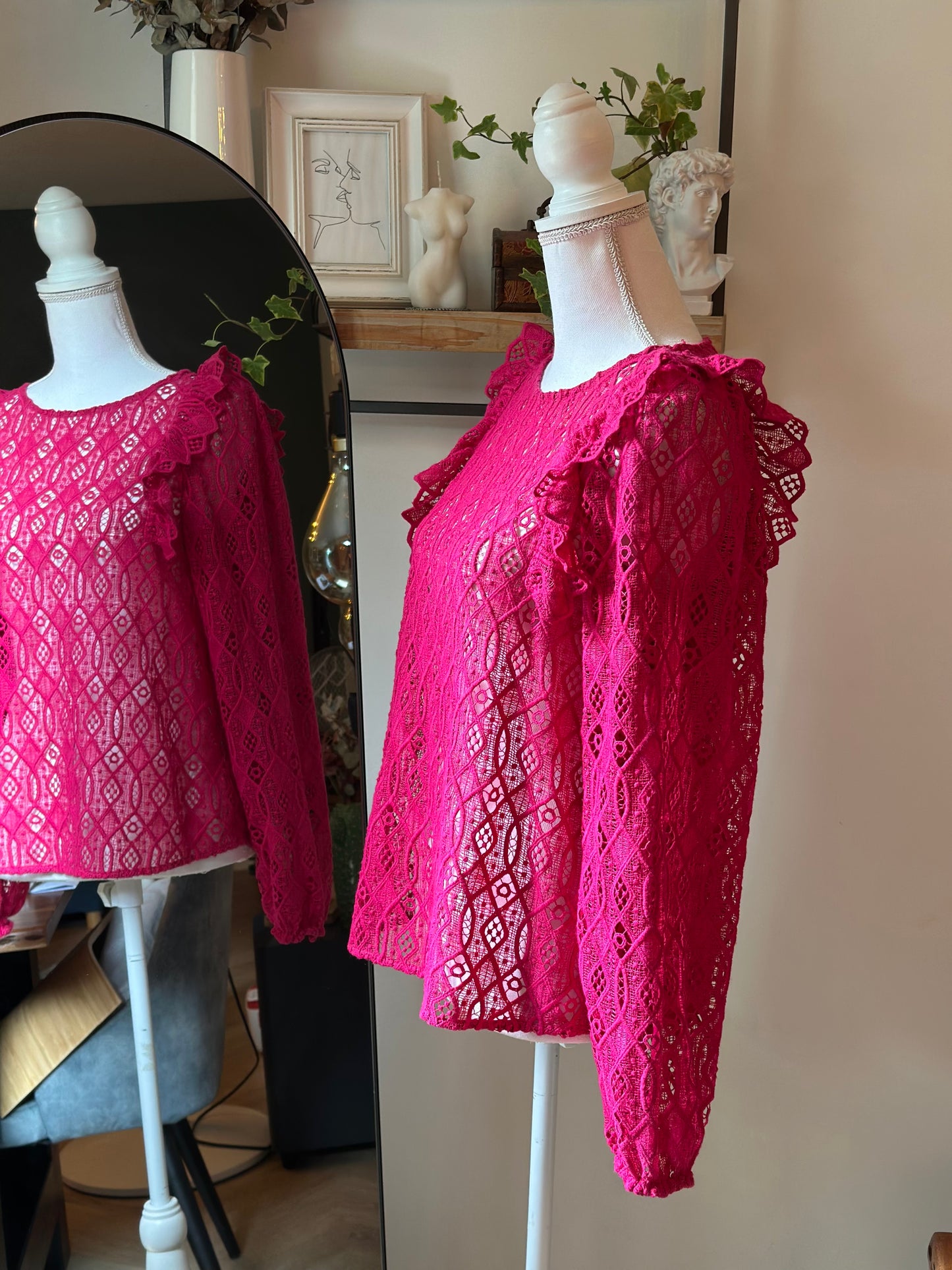 Blouse rose broderie modèle Salina T.36