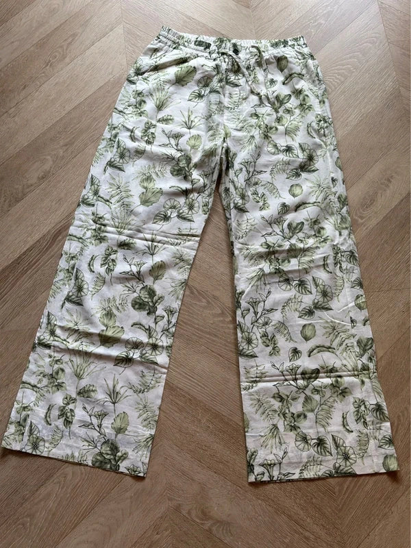Pantalon fluide imprimé fleuri en coton léger T.34