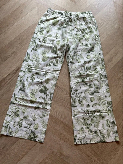 Pantalon fluide imprimé fleuri en coton léger T.34