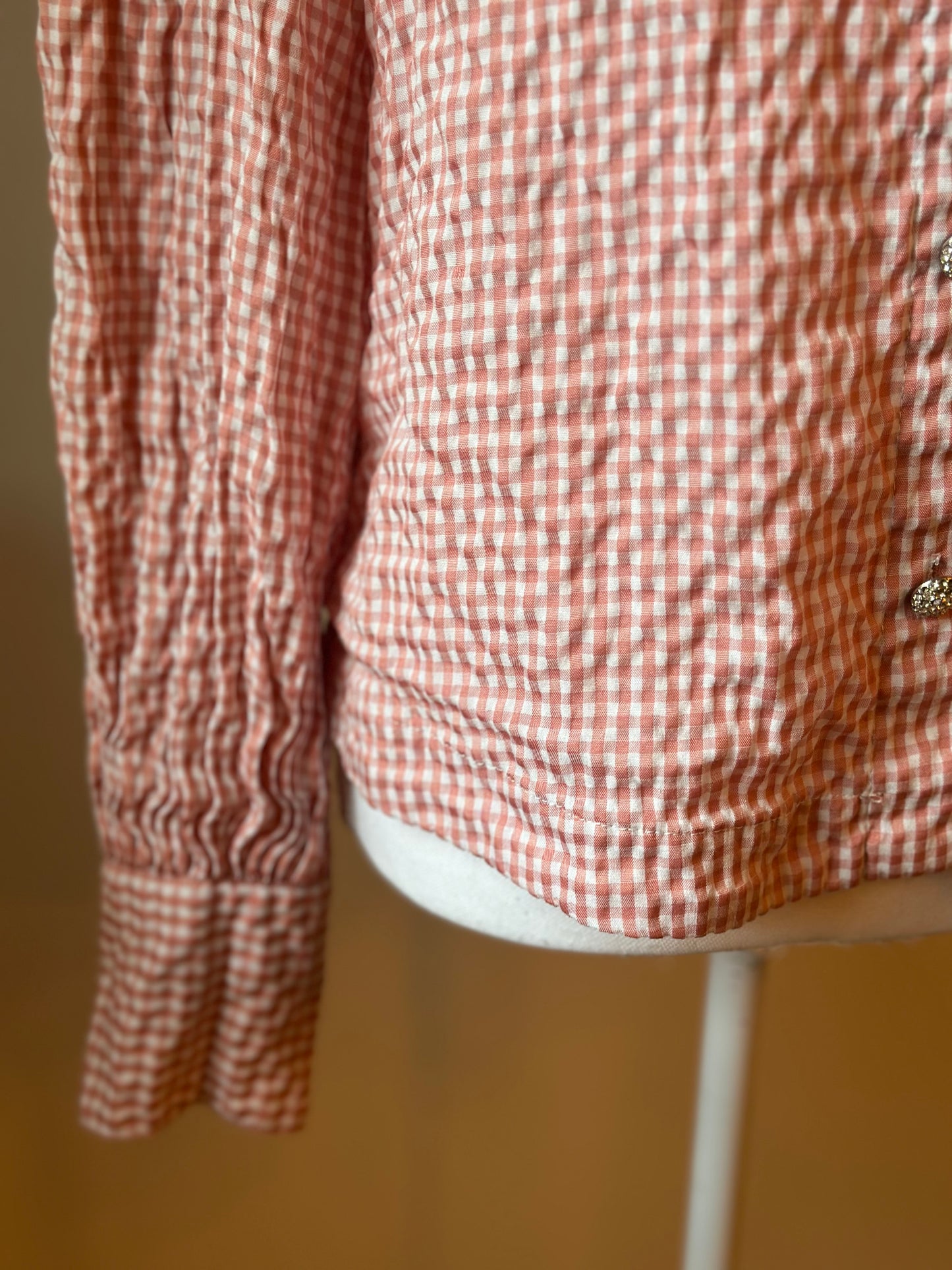 Chemise vichy rose coton fluide oversize T.34/36/38