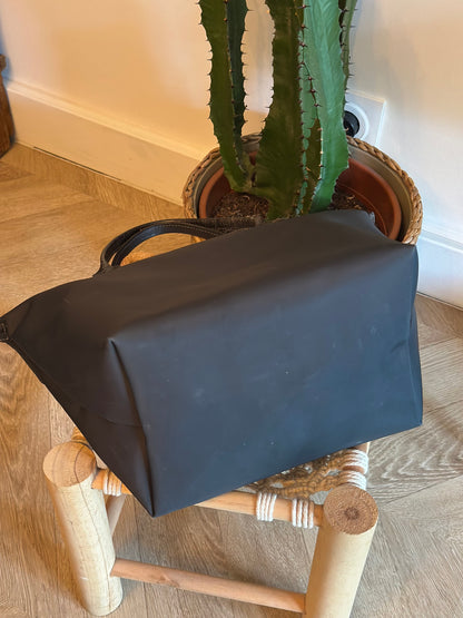 Sac Le Pliage Neo bleu gris toile et cuir