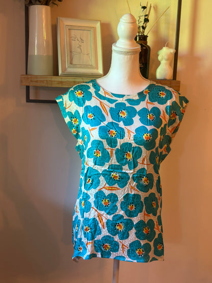Blouse 100% soie imprimé fleuri T.40