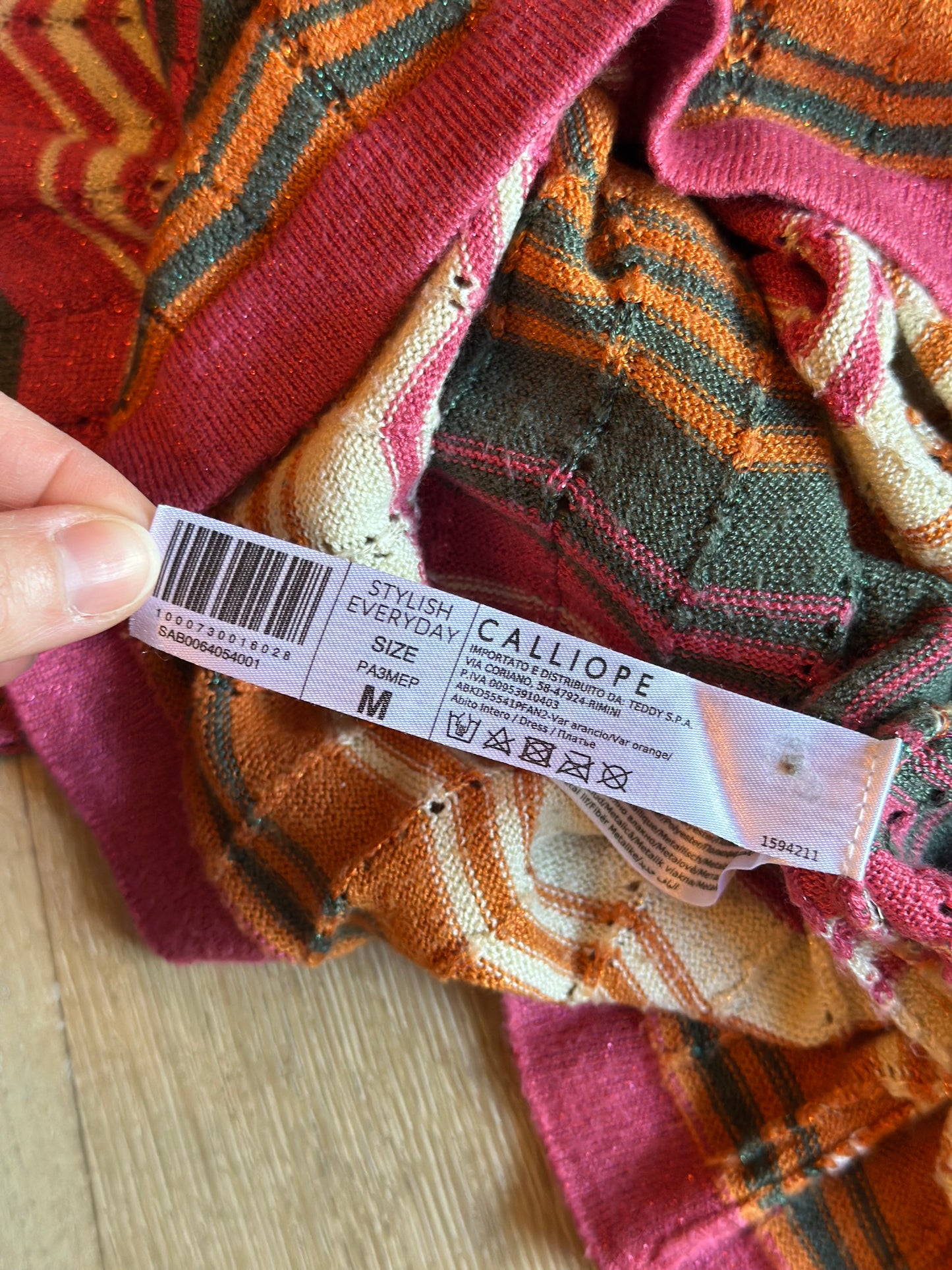 Robe longue maille ajourée multicolore T.36