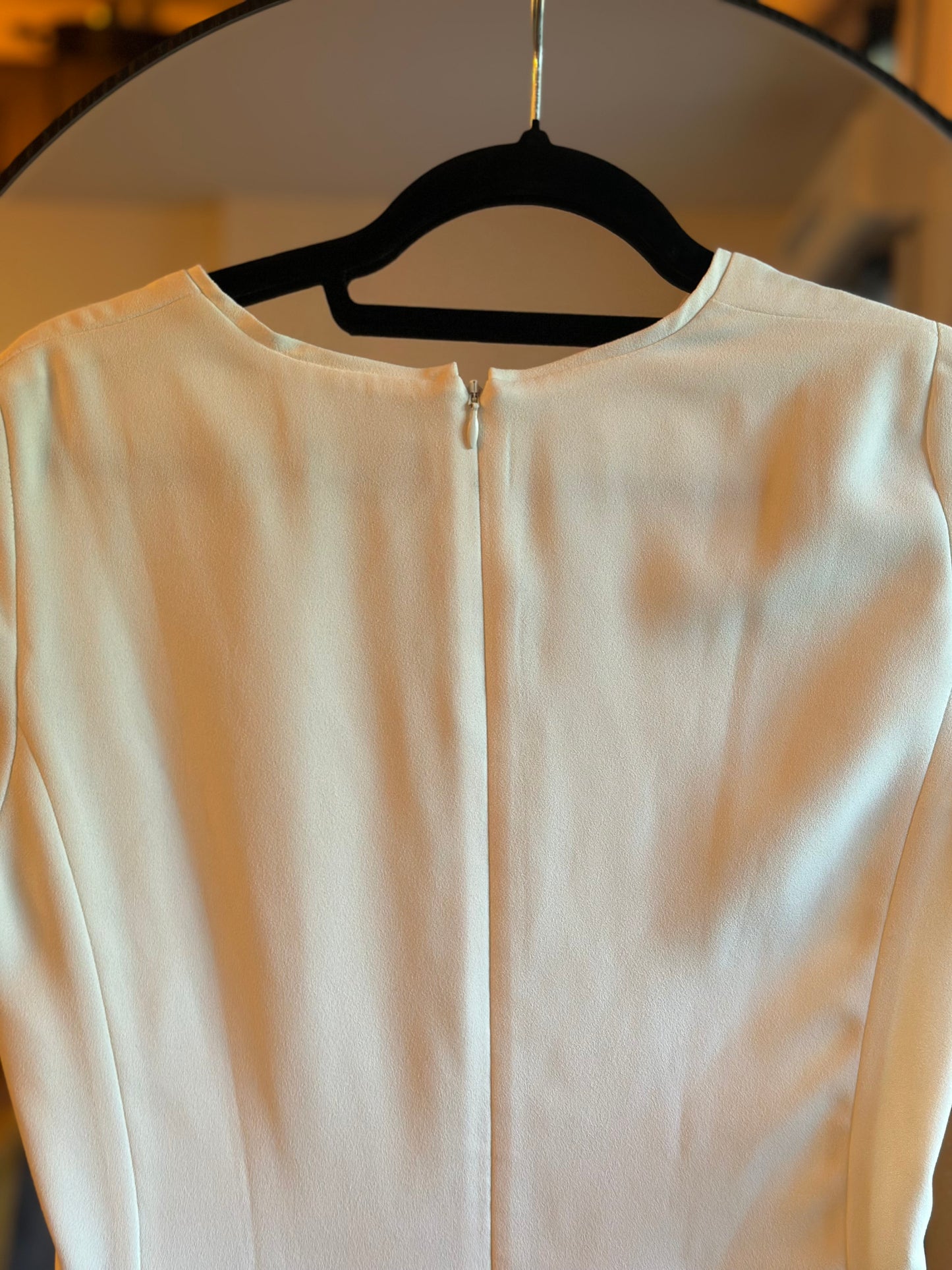 Robe droite bi-matière Caroll Paris blanche et tweed beige T.34