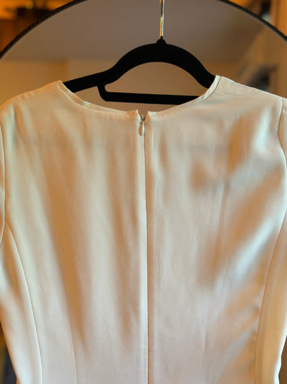 Robe droite bi-matière Caroll Paris blanche et tweed beige T.34