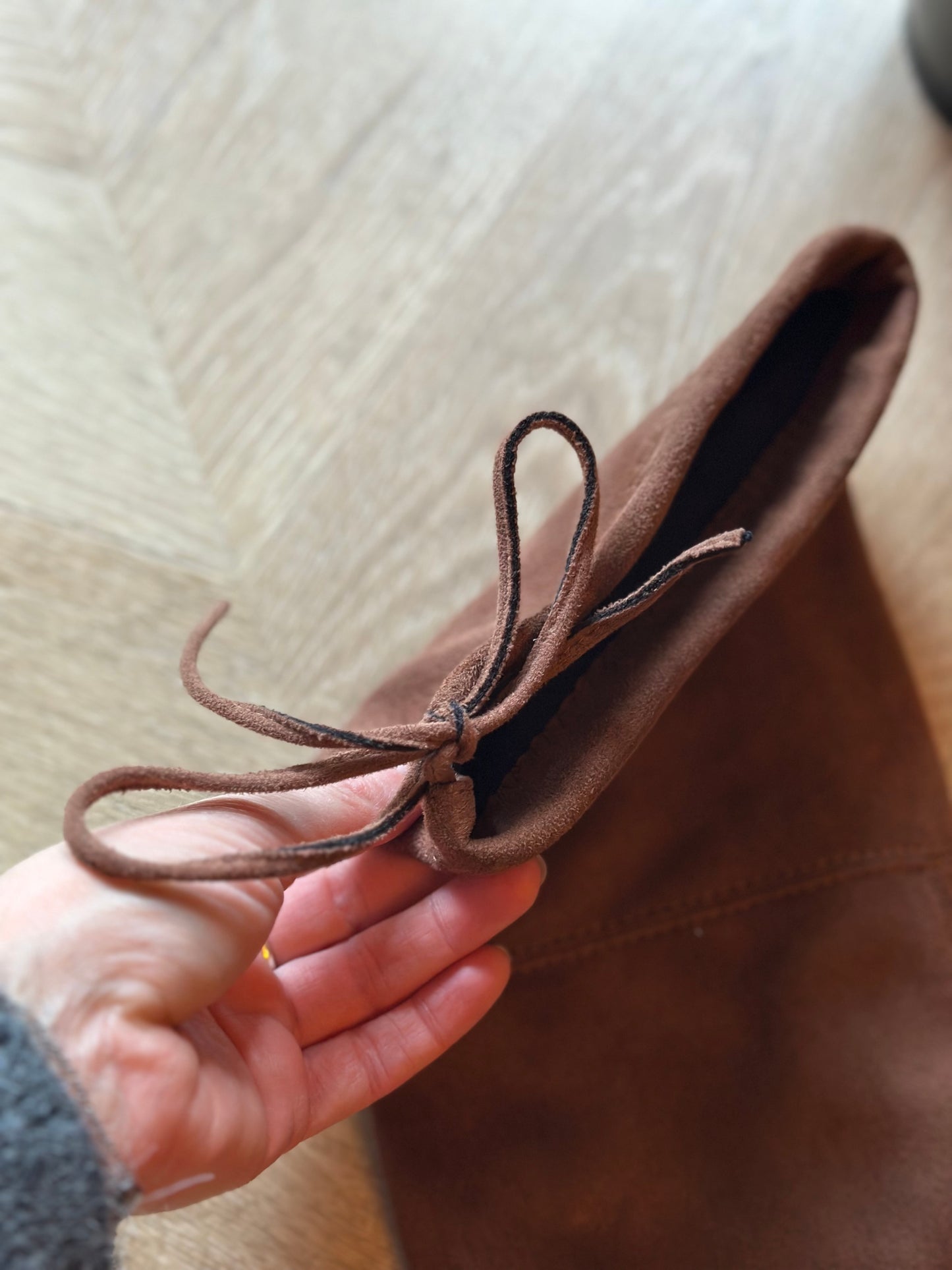 Cuissardes en daim marron clair à lacets T.36