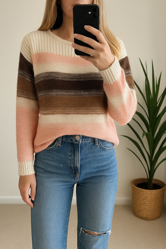 Pull rayé laine et mohair T.36