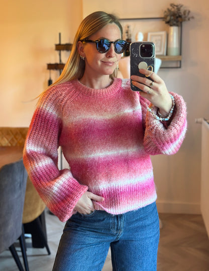 Pull dégradé rose maille douce effet fluffy T.36