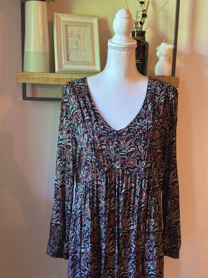 Robe fluide fleurie cachemire viscose T.44