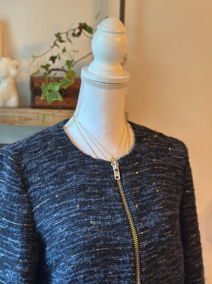 Veste zippée noire à sequins discrets T.40