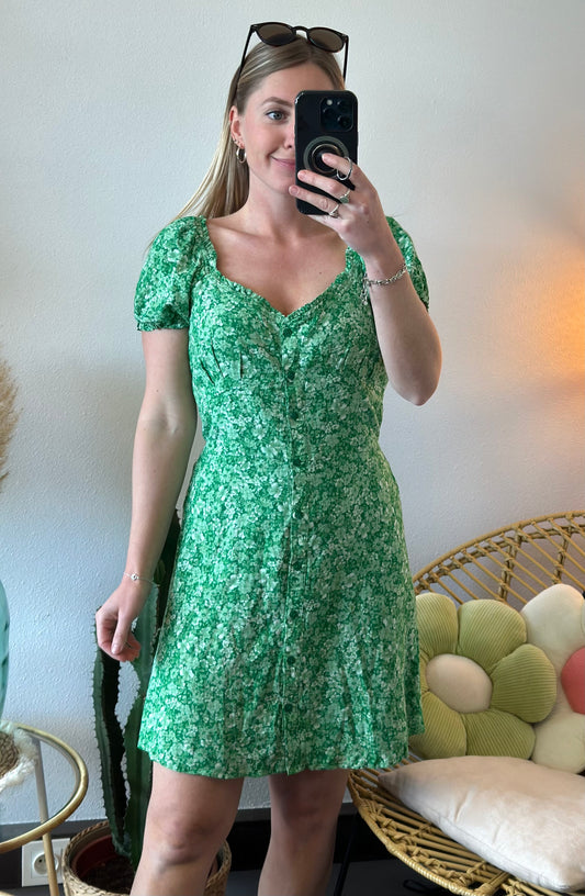 Robe d’été verte à motifs fleuris T.38