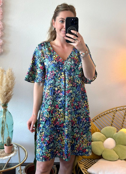 Robe midi à motifs fleuris colorés T.36