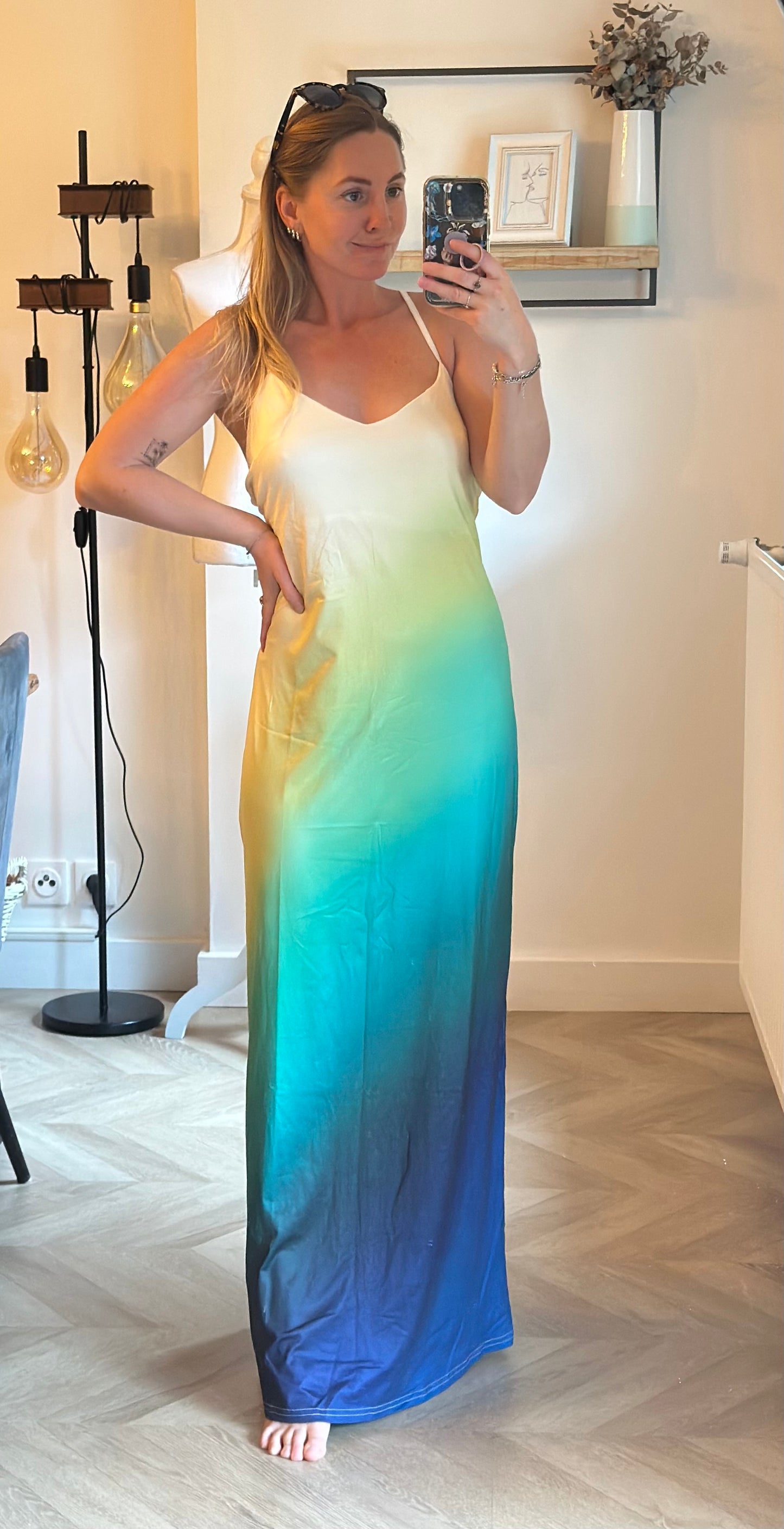 Robe longue dégradé multicolore dos nu T.36