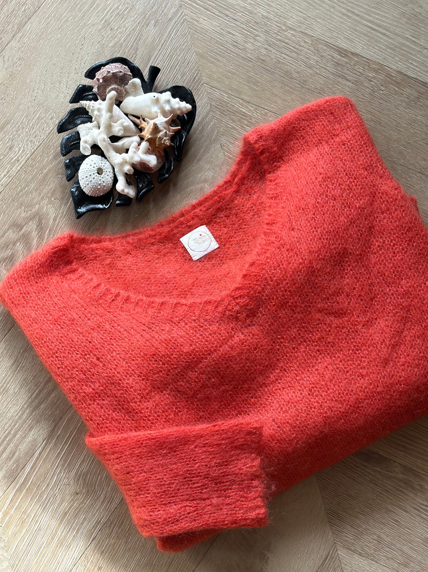 Pull col V uni en mohair T.34