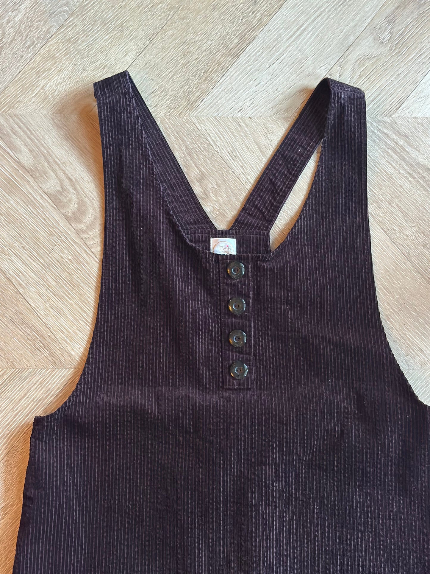 Robe salopette velours côtelé Taninette marron prune T.38/40