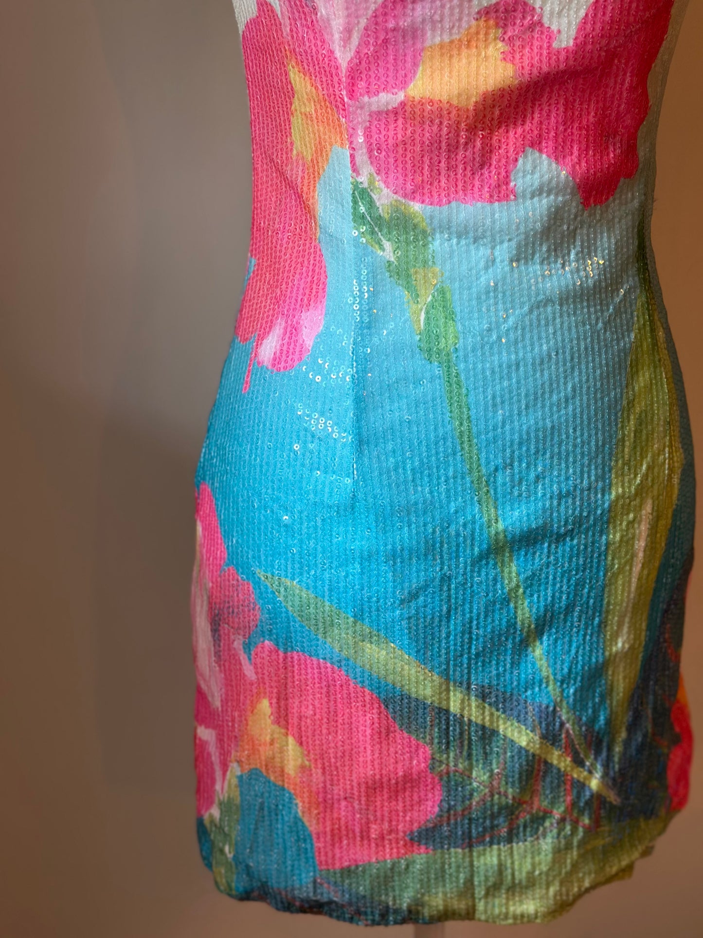 Robe bustier à sequins florale T.36