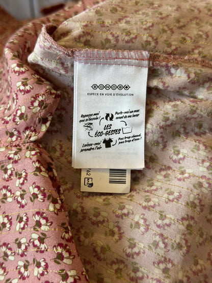 Blouse rose clair à motifs fleuris T.38