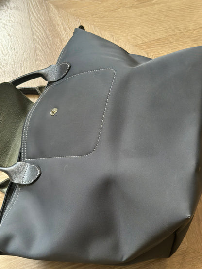 Sac Le Pliage Neo bleu gris toile et cuir