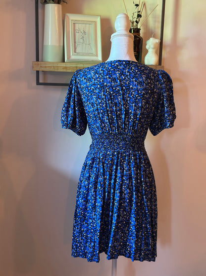 Robe fleurie bleue viscose T.36