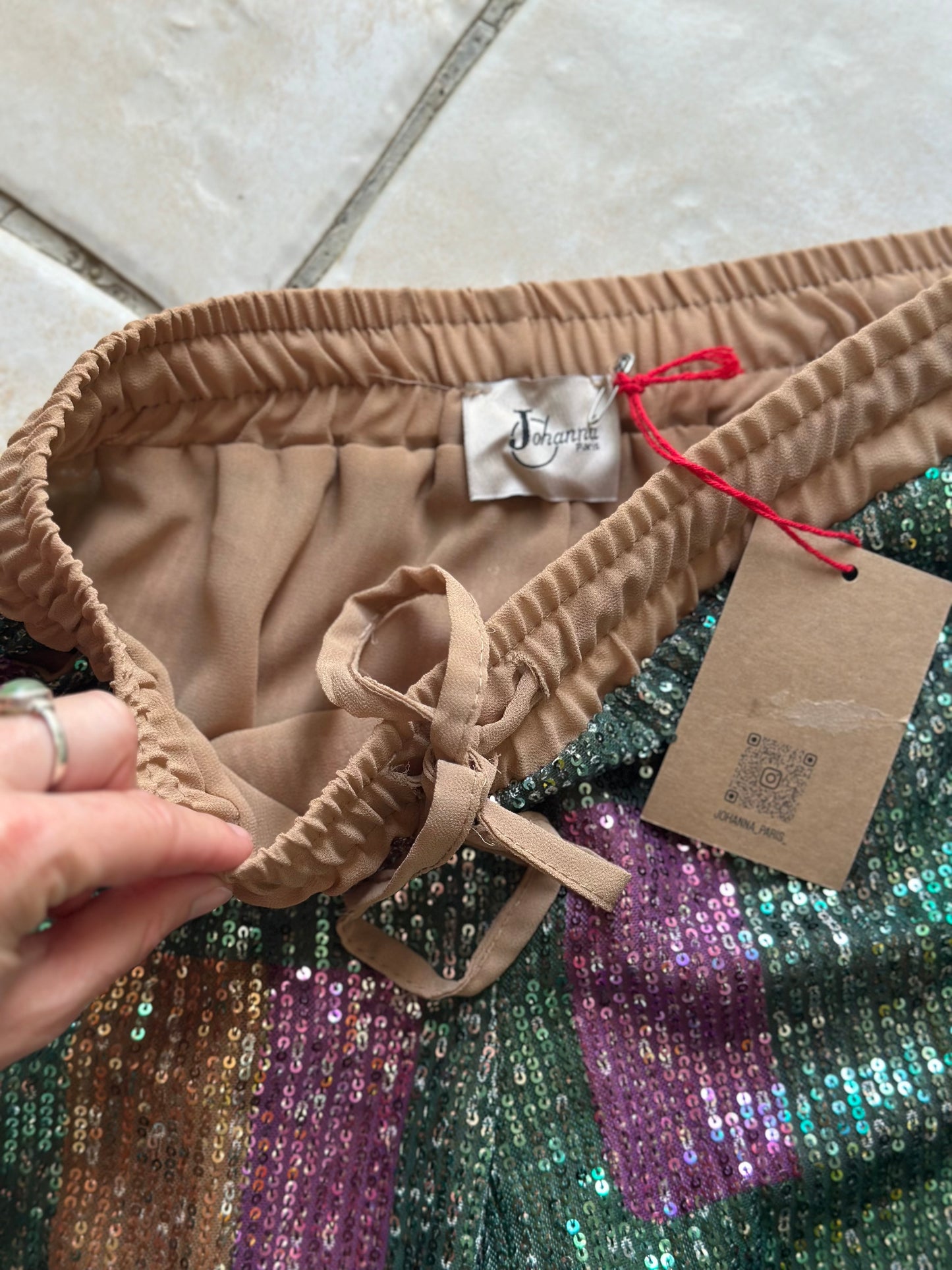 Pantalon à sequins multicolore neuf T.36/38