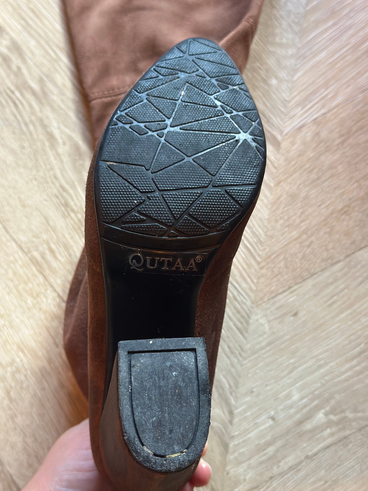 Cuissardes en daim marron clair à lacets T.36