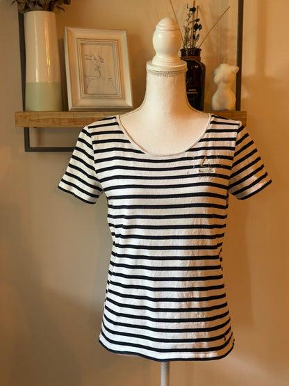 T-shirt marinière broderie bateau en coton T.36